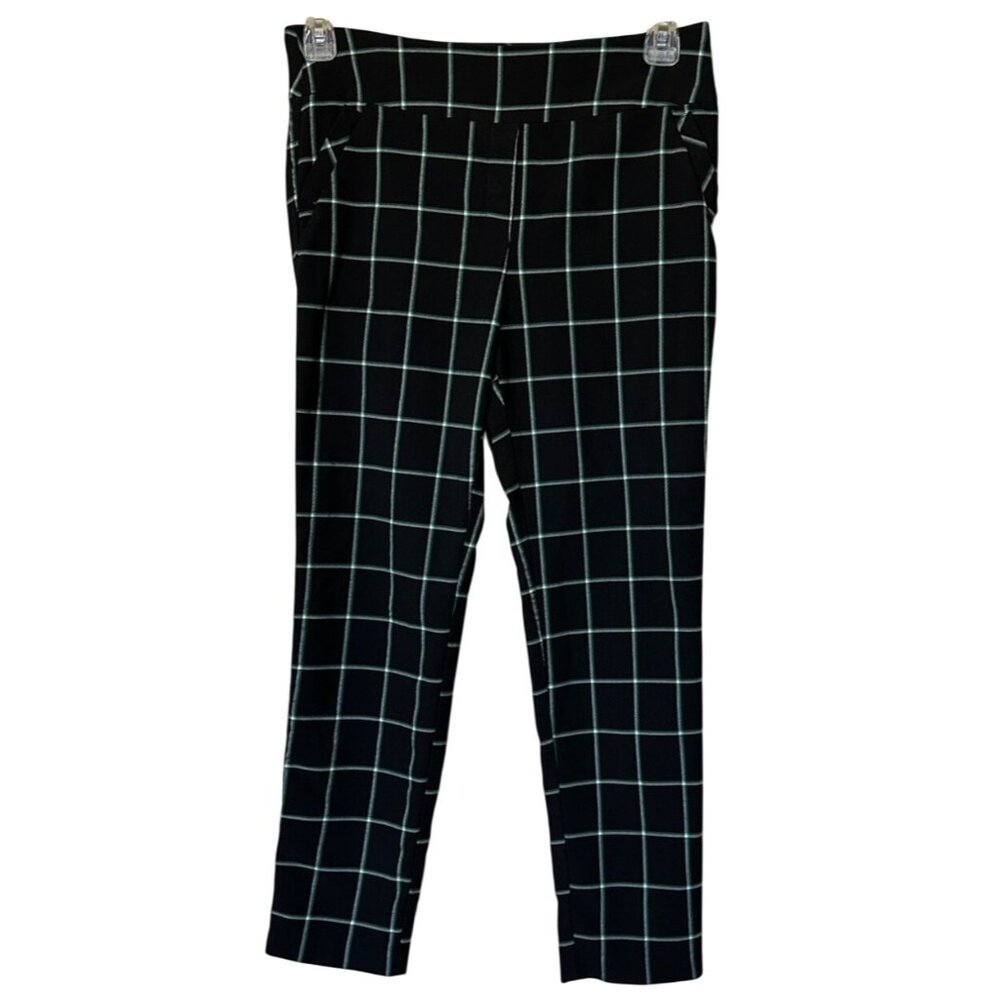 Women EST. 1946 Contemporary Black Plaid Mid-Rise Pants Rayon Poly Blend Size 12